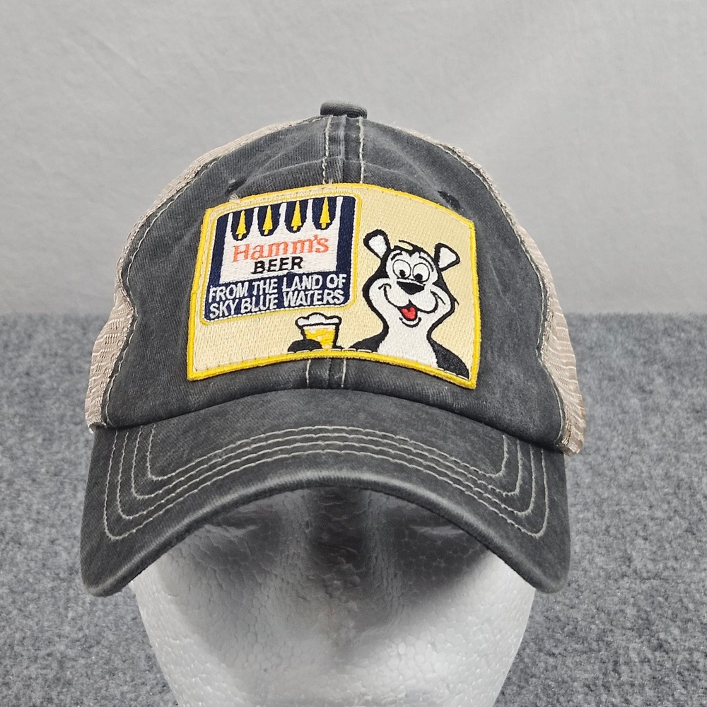 Y2K Hamms Beer Trucker Hat Gray Tan Trucker Cap Snapback Beercore Work Pit Bull‎